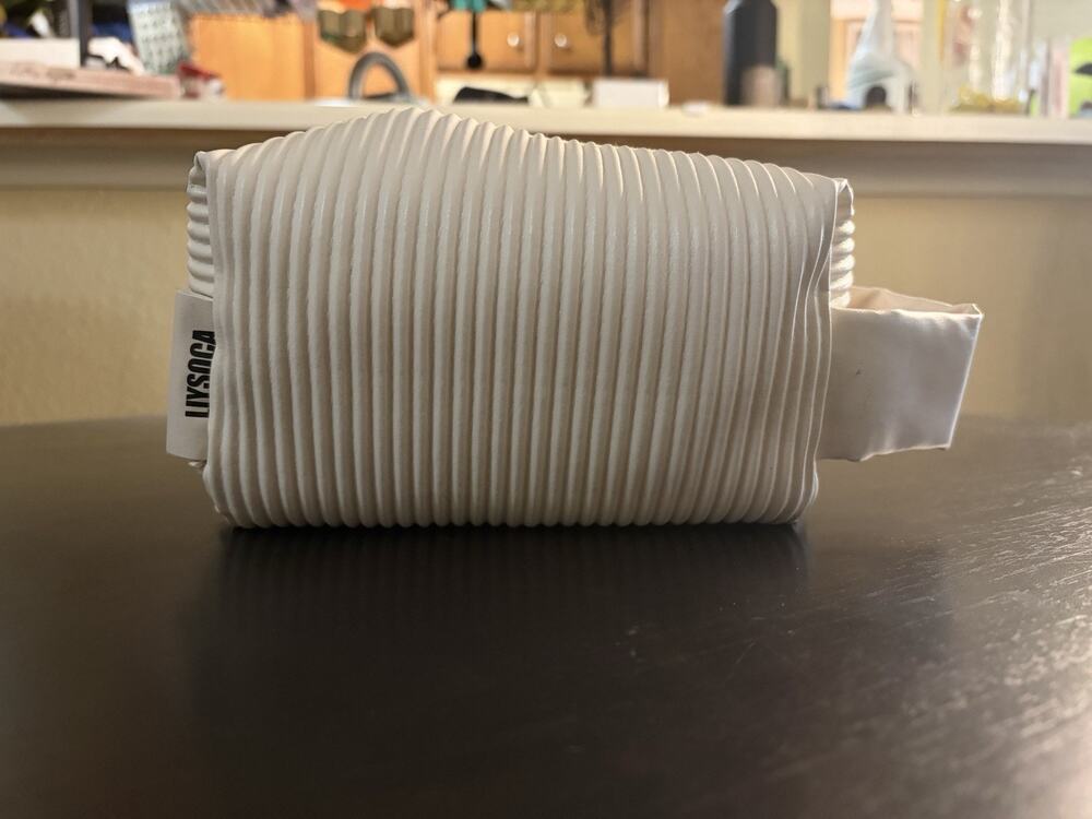 Lysoca White Pleated Cosmetic Bag Makeup Pouch Zip Case